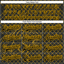 Load image into Gallery viewer, Custom Black Gold Check And Tiger 3D Pattern Design Bomber Full-Snap Varsity Letterman Jacket
