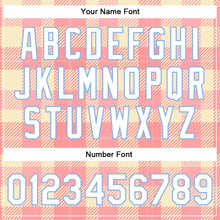 Load image into Gallery viewer, Custom Medium Pink White-Light Blue Classic Western Plaid 3D Pattern Design Bomber Full-Snap Varsity Letterman Jacket
