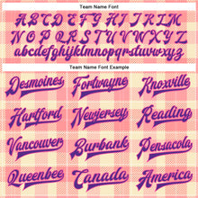 Load image into Gallery viewer, Custom Medium Pink Purple-Pink Classic Western Plaid 3D Pattern Design Bomber Full-Snap Varsity Letterman Jacket
