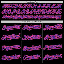 Load image into Gallery viewer, Custom Black Purple-Pink Bomber Full-Snap Varsity Letterman Two Tone Hoodie Jacket
