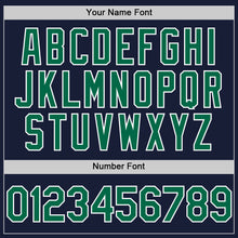 Load image into Gallery viewer, Custom Navy Kelly Green-White Bomber Full-Snap Varsity Letterman Hoodie Jacket
