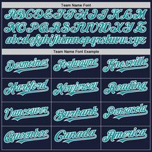 Load image into Gallery viewer, Custom Navy Teal-White Bomber Full-Snap Varsity Letterman Two Tone Hoodie Jacket
