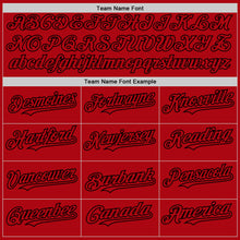 Load image into Gallery viewer, Custom Red Black Bomber Full-Snap Varsity Letterman Hoodie Jacket
