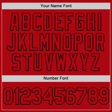 Load image into Gallery viewer, Custom Red Black Bomber Full-Snap Varsity Letterman Hoodie Jacket
