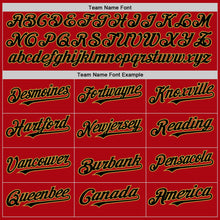 Load image into Gallery viewer, Custom Red Black-Old Gold Bomber Full-Snap Varsity Letterman Hoodie Jacket
