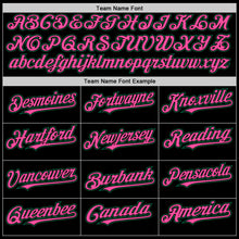 Load image into Gallery viewer, Custom Black Kelly Green-Pink Bomber Full-Snap Varsity Letterman Lapel Collar Byron Jacket
