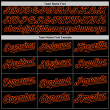 Load image into Gallery viewer, Custom Black Orange Bomber Full-Snap Varsity Letterman Two Tone Lapel Collar Byron Jacket
