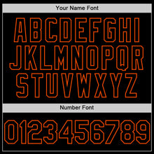Load image into Gallery viewer, Custom Black Orange Bomber Full-Snap Varsity Letterman Two Tone Lapel Collar Byron Jacket
