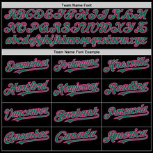 Load image into Gallery viewer, Custom Black Kelly Green-Pink Bomber Full-Snap Varsity Letterman Two Tone Lapel Collar Byron Jacket
