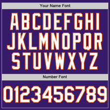 Load image into Gallery viewer, Custom Purple White-Orange Bomber Full-Snap Varsity Letterman Hoodie Jacket
