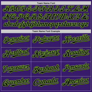 Custom Purple Black-Neon Green Bomber Full-Snap Varsity Letterman Two Tone Hoodie Jacket