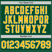 Load image into Gallery viewer, Custom Kelly Green Gold-White Bomber Full-Snap Varsity Letterman Two Tone Hoodie Jacket
