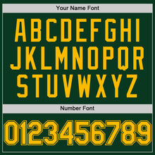 Load image into Gallery viewer, Custom Green Gold Bomber Full-Snap Varsity Letterman Hoodie Jacket
