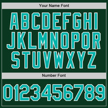 Load image into Gallery viewer, Custom Green Aqua-White Bomber Full-Snap Varsity Letterman Hoodie Jacket
