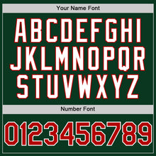 Load image into Gallery viewer, Custom Green Red-White Bomber Full-Snap Varsity Letterman Hoodie Jacket
