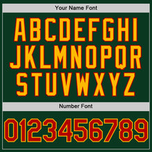 Load image into Gallery viewer, Custom Green Red-Gold Bomber Full-Snap Varsity Letterman Hoodie Jacket

