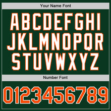 Load image into Gallery viewer, Custom Green Orange-White Bomber Full-Snap Varsity Letterman Hoodie Jacket
