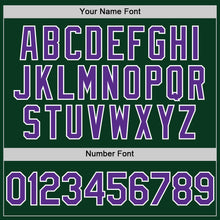 Load image into Gallery viewer, Custom Green Purple-White Bomber Full-Snap Varsity Letterman Hoodie Jacket

