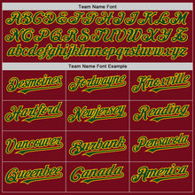 Load image into Gallery viewer, Custom Crimson Green-Gold Bomber Full-Snap Varsity Letterman Hoodie Jacket
