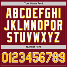 Load image into Gallery viewer, Custom Crimson Gold-White Bomber Full-Snap Varsity Letterman Hoodie Jacket
