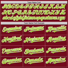 Load image into Gallery viewer, Custom Crimson Neon Green-White Bomber Full-Snap Varsity Letterman Hoodie Jacket
