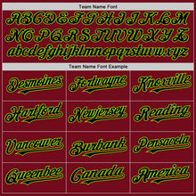 Load image into Gallery viewer, Custom Crimson Black-Neon Green Bomber Full-Snap Varsity Letterman Two Tone Hoodie Jacket
