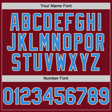 Load image into Gallery viewer, Custom Crimson Powder Blue Cream-Maroon Bomber Full-Snap Varsity Letterman Two Tone Hoodie Jacket

