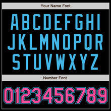 Load image into Gallery viewer, Custom Black Sky Blue-Pink Bomber Varsity Letterman Zipper Jacket
