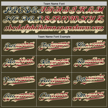 Load image into Gallery viewer, Custom Olive Vintage USA Flag Cream-Black Bomber Full-Snap Varsity Letterman Salute To Service Hoodie Jacket
