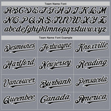 Load image into Gallery viewer, Custom Gray Black-White Bomber Full-Snap Varsity Letterman Hoodie Jacket
