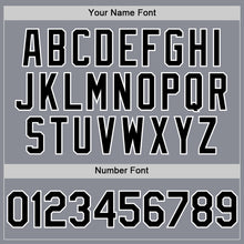 Load image into Gallery viewer, Custom Gray Black-White Bomber Full-Snap Varsity Letterman Hoodie Jacket
