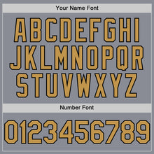 Load image into Gallery viewer, Custom Gray Old Gold-Black Bomber Full-Snap Varsity Letterman Hoodie Jacket
