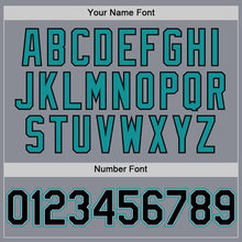 Load image into Gallery viewer, Custom Gray Black-Teal Bomber Full-Snap Varsity Letterman Hoodie Jacket
