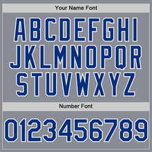 Load image into Gallery viewer, Custom Gray Royal-White Bomber Full-Snap Varsity Letterman Hoodie Jacket
