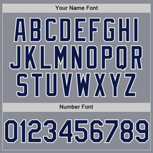 Load image into Gallery viewer, Custom Gray Navy-White Bomber Full-Snap Varsity Letterman Hoodie Jacket
