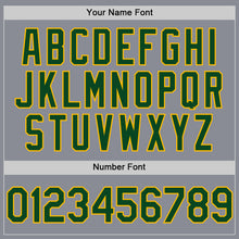 Load image into Gallery viewer, Custom Gray Green-Gold Bomber Full-Snap Varsity Letterman Hoodie Jacket
