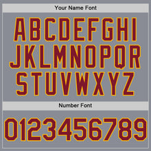Load image into Gallery viewer, Custom Gray Crimson-Gold Bomber Full-Snap Varsity Letterman Hoodie Jacket
