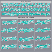 Load image into Gallery viewer, Custom Gray Aqua-White Bomber Full-Snap Varsity Letterman Hoodie Jacket

