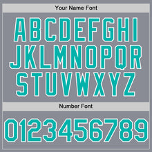 Load image into Gallery viewer, Custom Gray Aqua-White Bomber Full-Snap Varsity Letterman Hoodie Jacket
