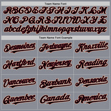 Load image into Gallery viewer, Custom Gray Black Crimson-City Cream Bomber Full-Snap Varsity Letterman Hoodie Jacket
