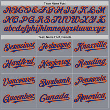 Load image into Gallery viewer, Custom Gray Royal-Orange Bomber Full-Snap Varsity Letterman Hoodie Jacket
