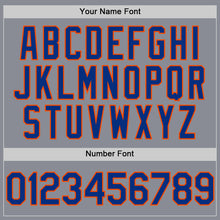 Load image into Gallery viewer, Custom Gray Royal-Orange Bomber Full-Snap Varsity Letterman Hoodie Jacket
