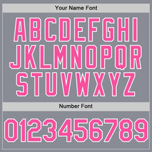 Load image into Gallery viewer, Custom Gray Pink-White Bomber Full-Snap Varsity Letterman Hoodie Jacket
