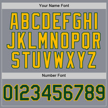 Load image into Gallery viewer, Custom Gray Green-Gold Bomber Full-Snap Varsity Letterman Two Tone Hoodie Jacket
