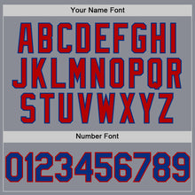 Load image into Gallery viewer, Custom Gray Royal-Red Bomber Full-Snap Varsity Letterman Two Tone Hoodie Jacket
