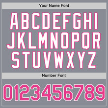 Load image into Gallery viewer, Custom Gray Pink-White Bomber Full-Snap Varsity Letterman Two Tone Hoodie Jacket
