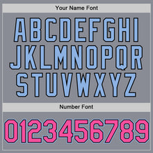 Load image into Gallery viewer, Custom Gray Pink Black-Light Blue Bomber Full-Snap Varsity Letterman Two Tone Hoodie Jacket
