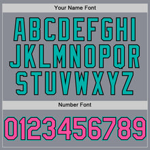 Load image into Gallery viewer, Custom Gray Pink Black-Aqua Bomber Full-Snap Varsity Letterman Two Tone Hoodie Jacket
