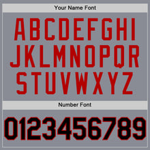 Load image into Gallery viewer, Custom Gray Black-Red Bomber Full-Snap Varsity Letterman Two Tone Hoodie Jacket
