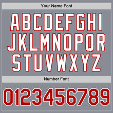 Load image into Gallery viewer, Custom Gray Red-White Bomber Full-Snap Varsity Letterman Two Tone Hoodie Jacket
